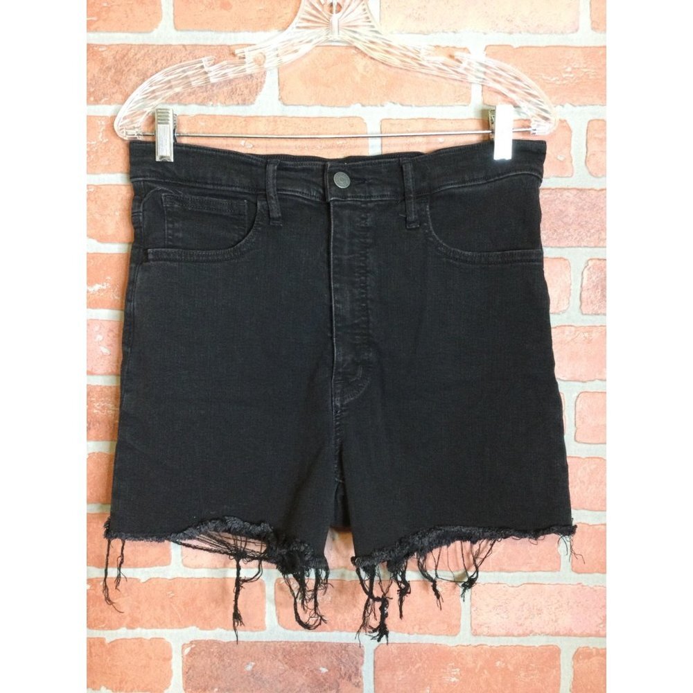 Madewell Women's High Rise Cut Off Shorts Stretch Raw Hem Black Size 30 Goth